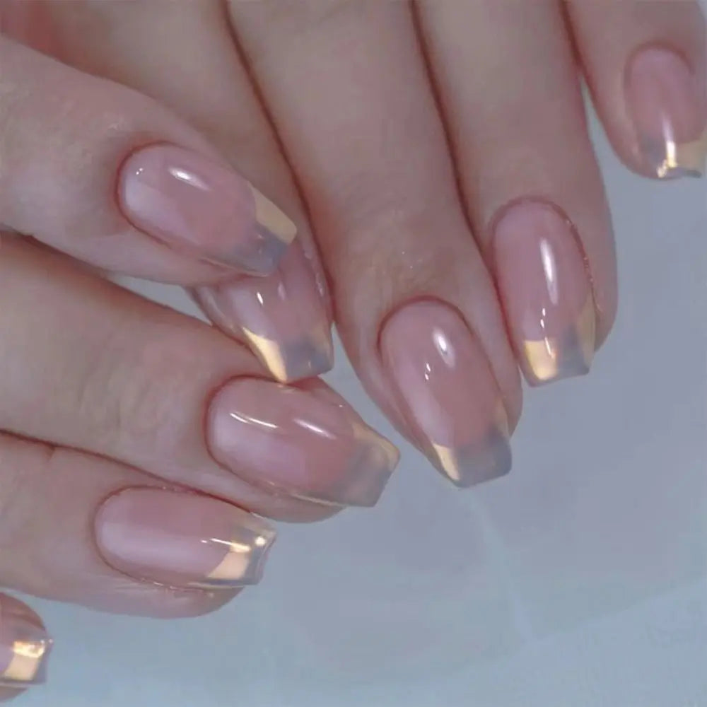 24 stk. Gradient Falske Negler Fransk Ballerina Negler Vanntett Falske Medium Kiste Falske Negler Fingernegler Press-on Negler Tips