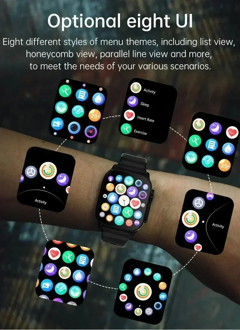 Smartwatch T900 U2 for Men and Women, Bluetooth Call, Wireless Charging, NFC, GPS Track, BT, Music, Games, New, 49mm, 2024
