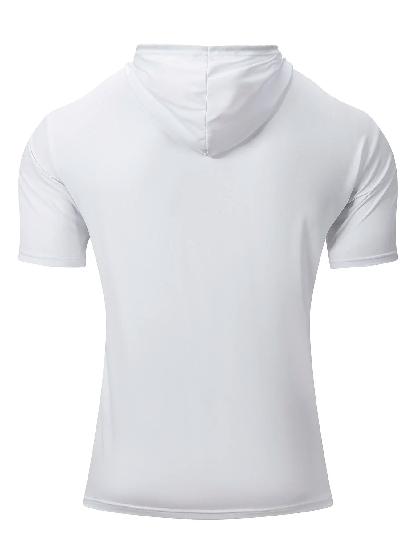 Men's Summer Hoodies T-shirts Short Sleeve Solid Color Loose Hooded Drawstring Pullover Tops Male Casual Sweatwear T-shirt