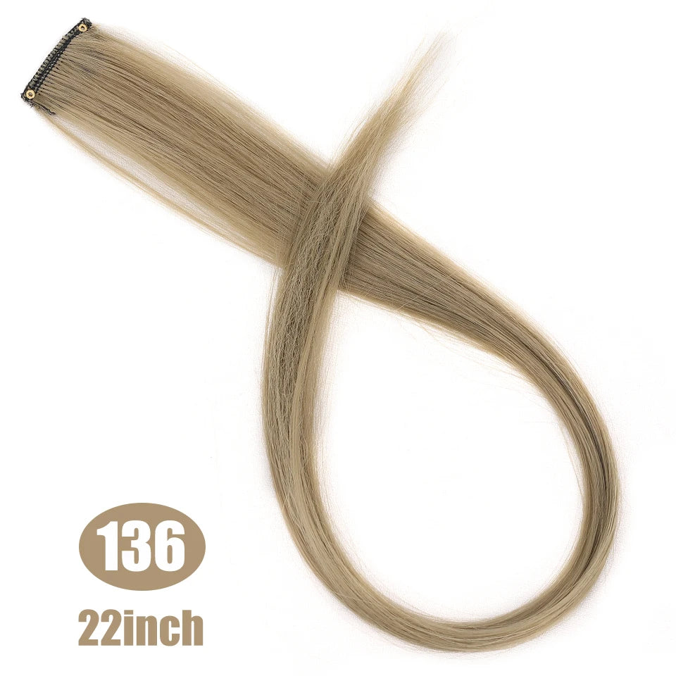 Extension capillaire synthétique Lupu, mèches arc-en-ciel, une seule pièce, épingle à cheveux, cheveux longs et raides, pour faux cheveux