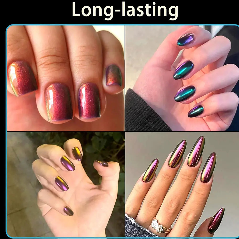 1jar Purple Color Shift Chrome Nail Powder Chameleon Metallic Mirror Effect Nail Fine Dust Manicure Rubbing Pigment Dust 0.3g R4