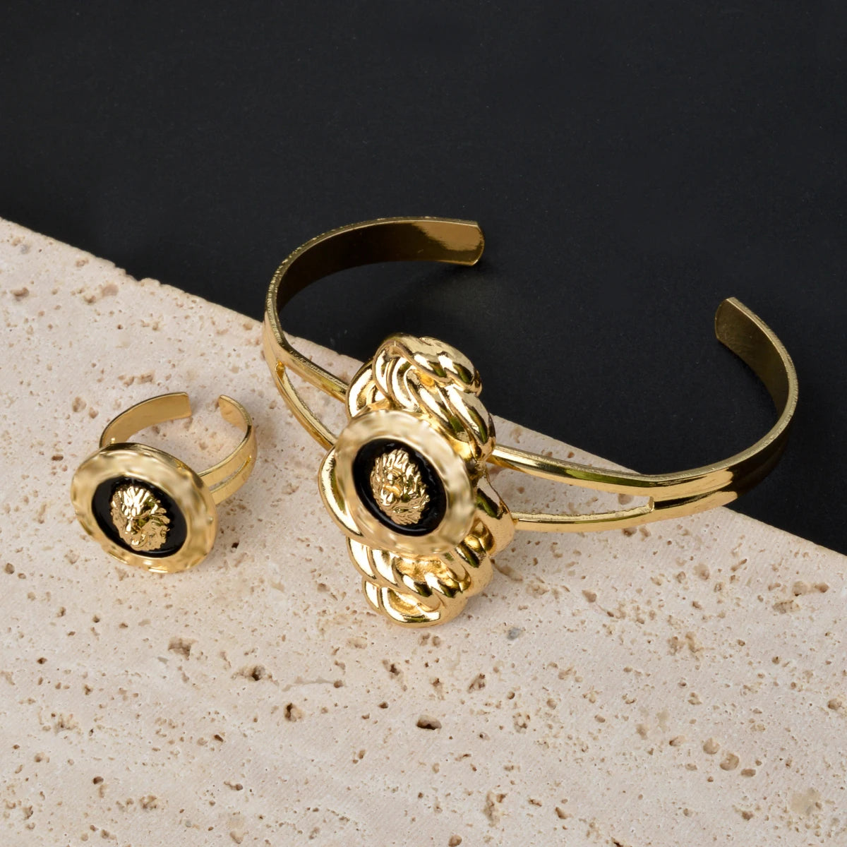 Conjunto de joyas de lujo de Dubái para mujer chapado en oro de 18 quilates, collar de león, pulsera, anillo, pendientes, accesorios de joyería para boda nupcial