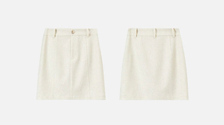 SENTUBILA Trajes de falda para mujer, mezcla de lino, hombreras, blazer de un solo botón, faldas mini sólidas y elegantes, conjuntos de dos piezas 151Z58181