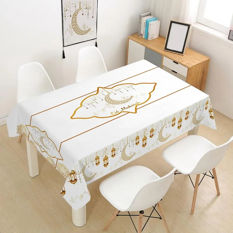 Eid Mubarak Stjernemåneduk Ramadan Kareem Dekor til Hjem 2025 Islamsk Muslimsk Fest Eid Al Adha Utstyr Slottbordduk