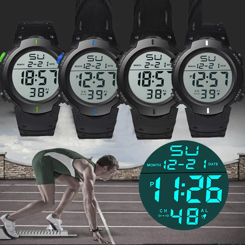 Men Electronic Watch Sports Watches For Men Waterproof Luminous Multifunction Outdoor Fitness Large Screen Electronic Wristwatch