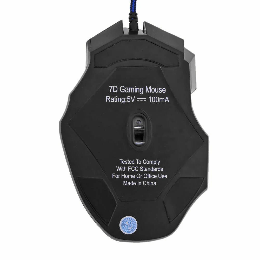 Souris de jeu filaire USB 7 boutons, rétroéclairée, ergonomique, 5 500 DPI, rétroéclairage réglable, optique, pour PC de jeu et ordinateur de bureau