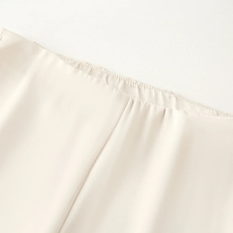 Conjuntos de pantalones para mujer TRAF, blusas de tubo de satén, conjunto de dos piezas para mujer, traje de verano elegante, pantalones de dos piezas, top sin mangas para mujer
