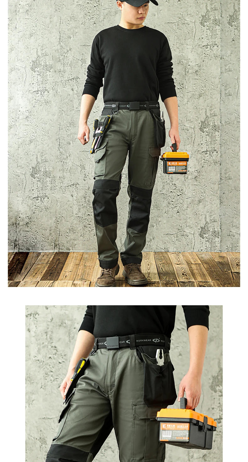 Pantalones de trabajo multifuncionales para hombre Pantalones de trabajo con cintas reflectantes