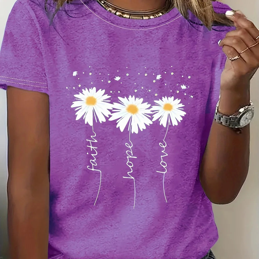 Camiseta floral con bloques de color – Estilo informal y veraniego