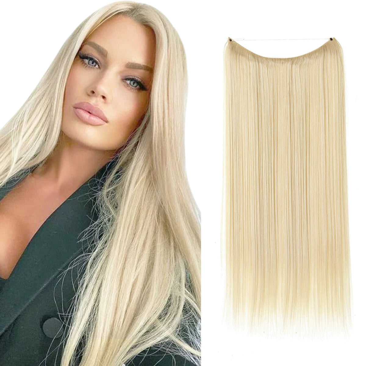 Extensiones de pelo liso con hilo invisible