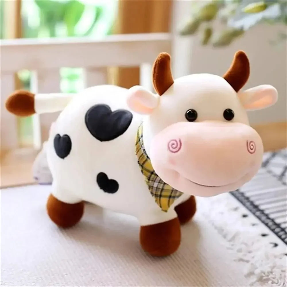 Juguete de peluche de vaca de dibujos animados lindo para decoración del hogar, juguete de peluche de vaca sonriente para niños, muñeco de peluche de animales, juguete de peluche de ganado