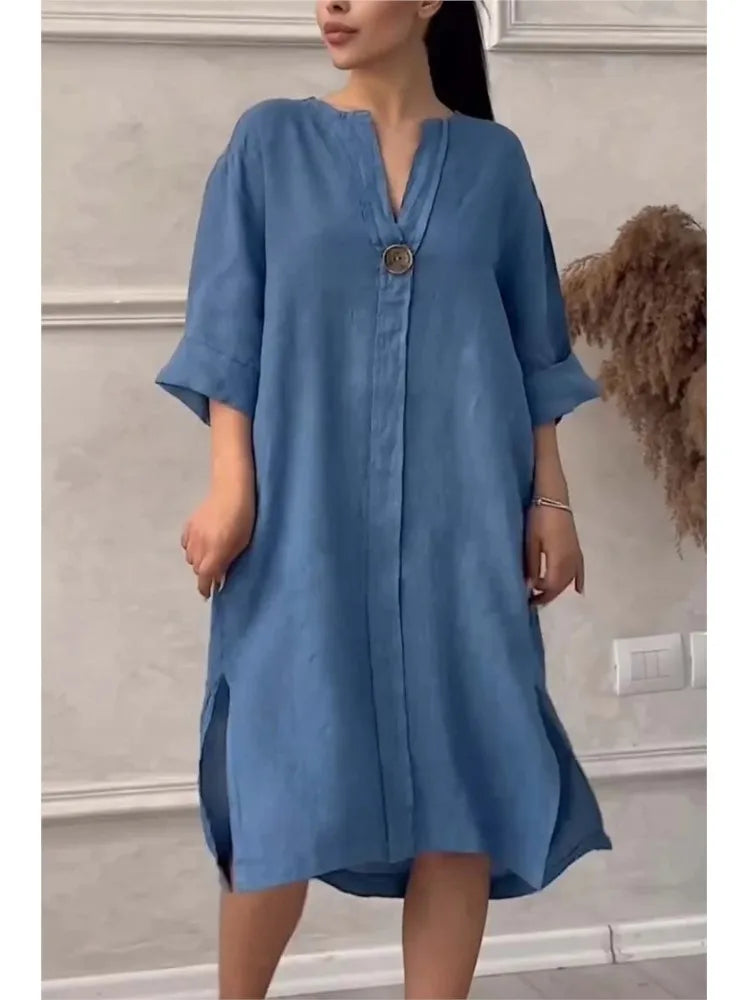 Y2k Long Sleeve Linen Maxi Dress Women Summer Summer Casual Solid Color Party Loose Long Dresses Elegant Vestidos