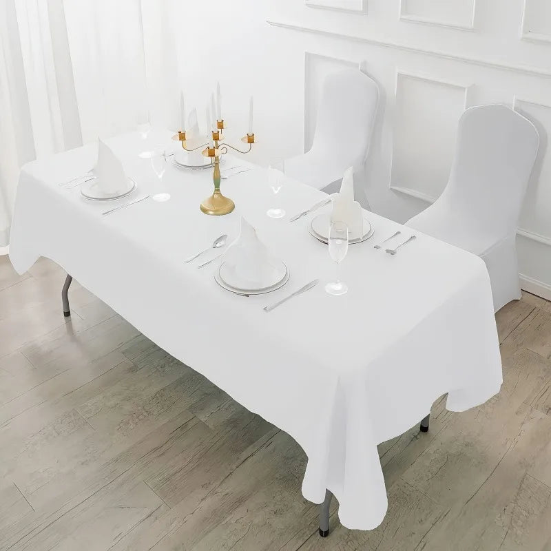 Elegant white tablecloth 137cm x 274cm, soft and wrinkle-resistant, suitable for rectangular tables, parties, banquets, buffets