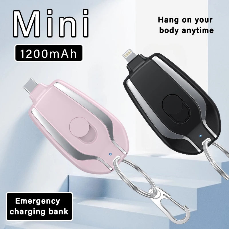 Power Bank Portátil de 1500mAh Mini Llavero Para Android Cargador de Emergencia Cargador Portátil
