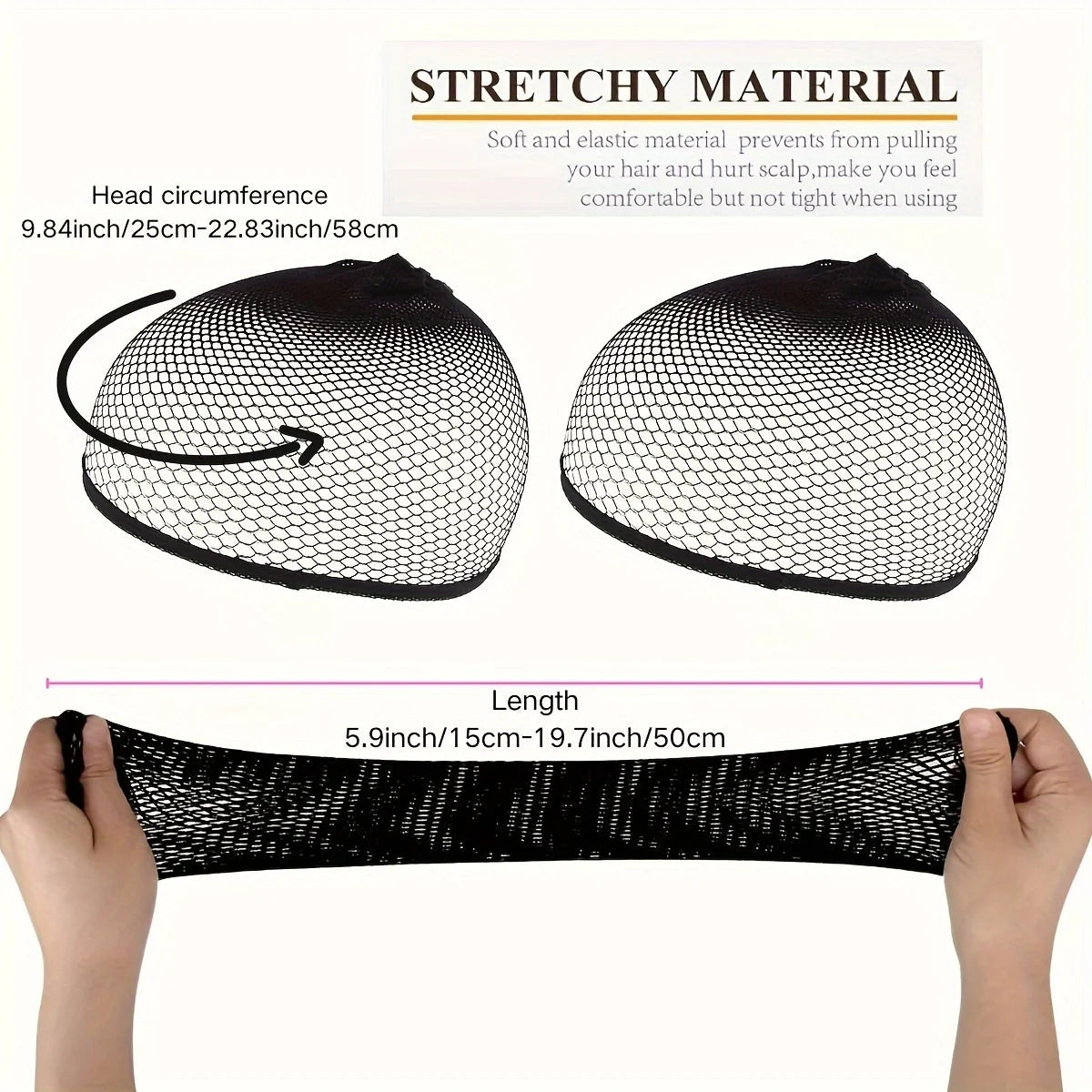 Mesh Wig Caps, 4-Pack Elastic High Strength Durable, Unisex Adult Closed Wig Net Black Set