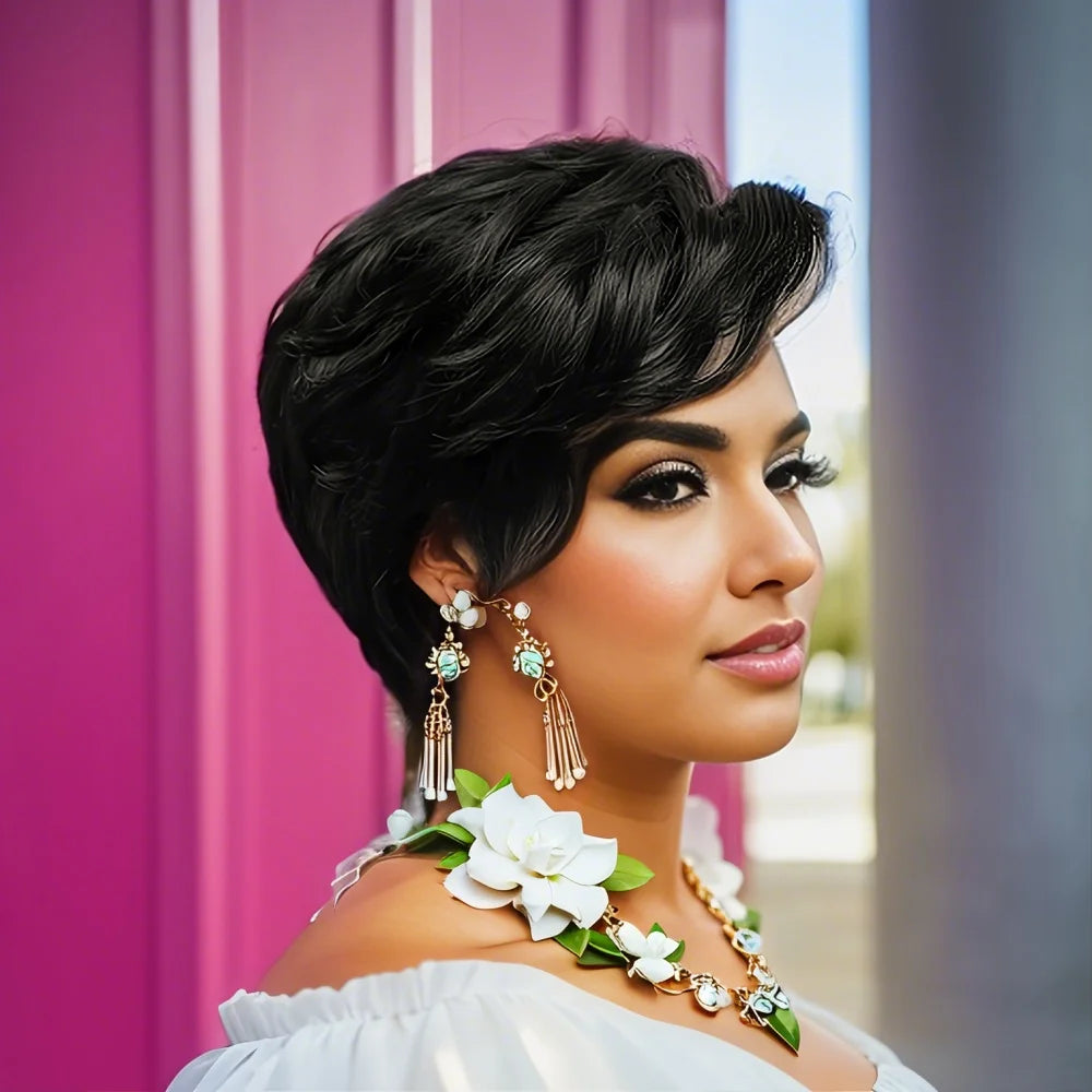 3x4 Lace Front Curly Pixie Cut Wig – Pre-Plucked Human Hair