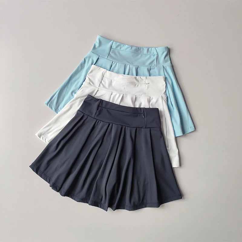 Falda de tenis para mujer, conjunto de yoga de verano, camiseta de manga corta, maratón, bádminton, golf, falda deportiva, conjunto deportivo de fitness