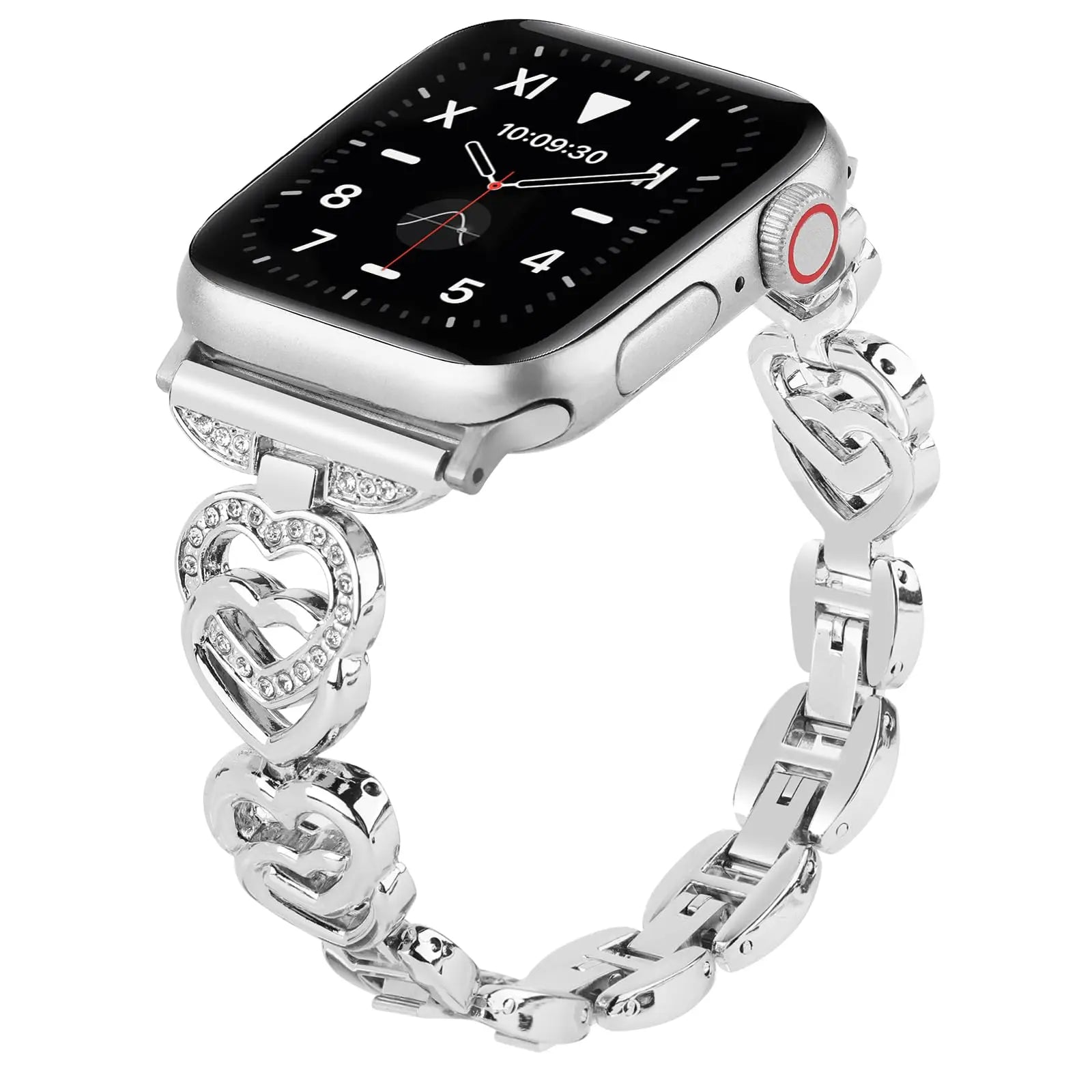Diamanthjerterem til Apple Watch-rem 40 mm 44 mm 38 mm 45 mm 41 mm 49 mm 42 mm metalllenke iWatch-serien SE 7 6 3 5 Ultra 2 8 9