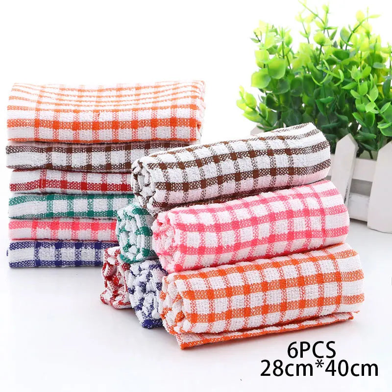 6PCS Toalla de cocina de algodón Absorbente Paños de cocina Suministros de limpieza de cocina