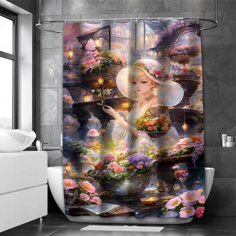 Dream view Cottage Bathing Curtain Bathroom Shower Curtain Waterproof With 12 Hooks Home Deco Free Ship