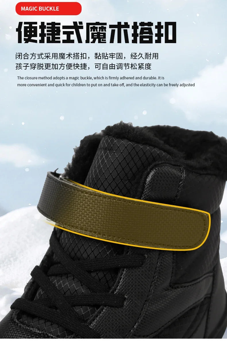 Boys Girls Winter Snow Boots Wide Toe Barefoot Insulated Waterproof Fur Lined Shoes for Kids Cold Weather Outdoor Sneakers