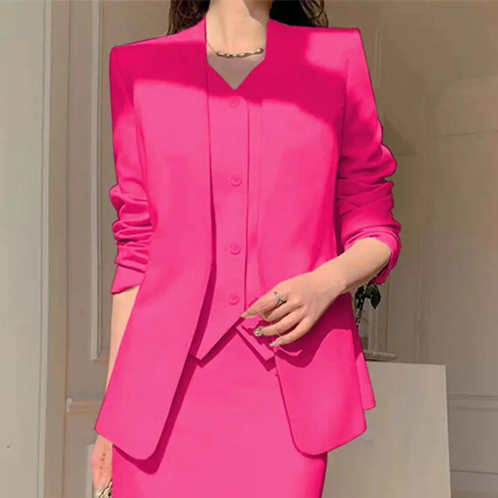 Conjunto de falda y chaqueta de traje para mujer, elegante, de oficina, de negocios, con falda midi, conjunto de falda de cintura alta para mujer que se desplaza al trabajo