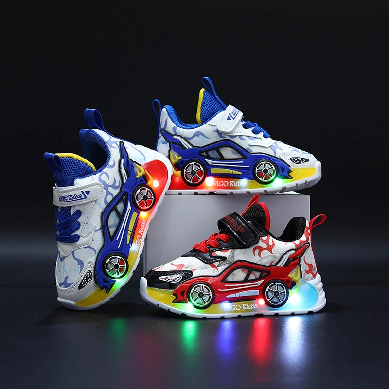 Boys’ LED Car-Shaped Light-Up Sneakers