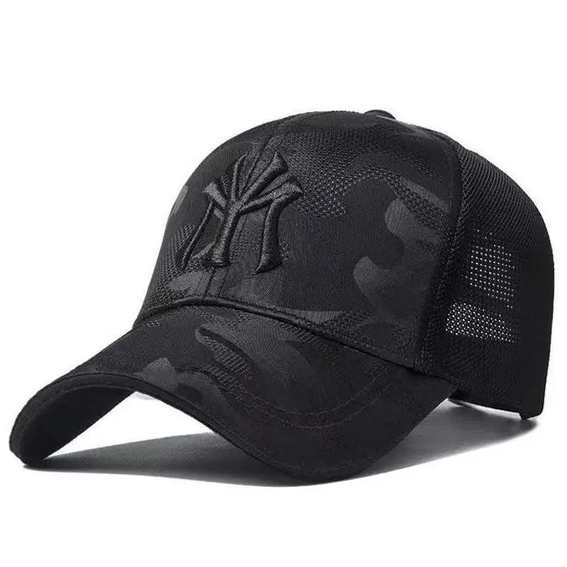 Gorra de béisbol de camuflaje bordada con letras de moda para primavera y otoño, gorra informal ajustable para exteriores, sombrero protector solar