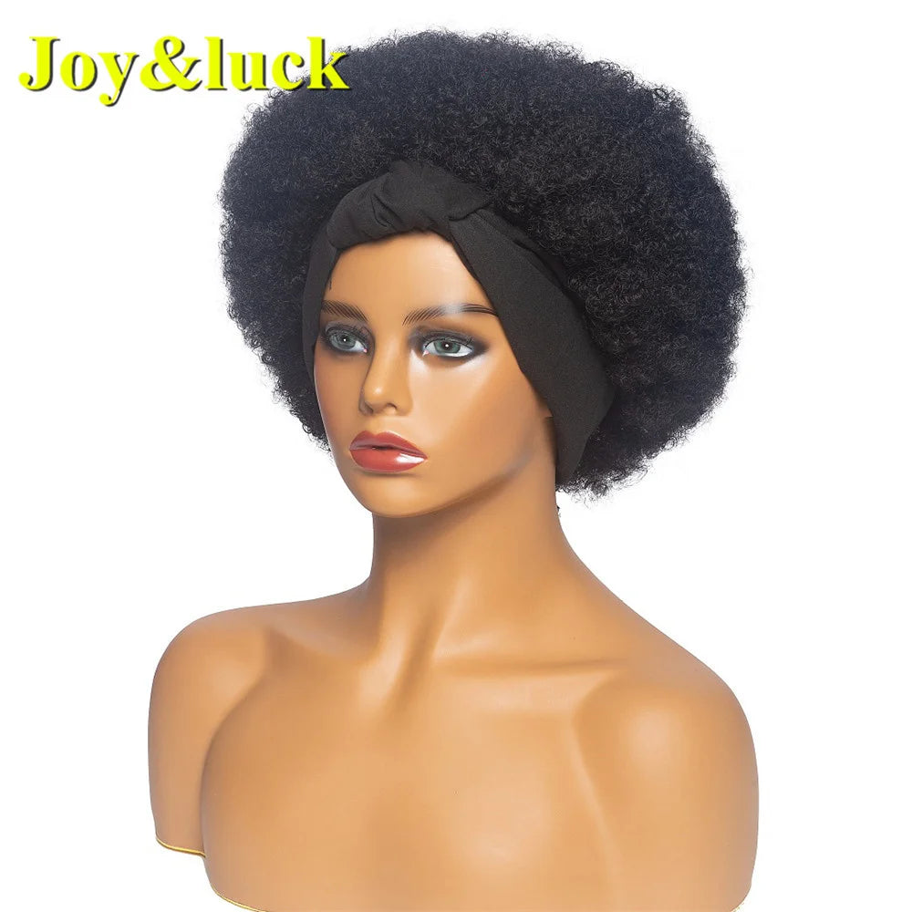 Burgundy Afro Curly Headband Wig
