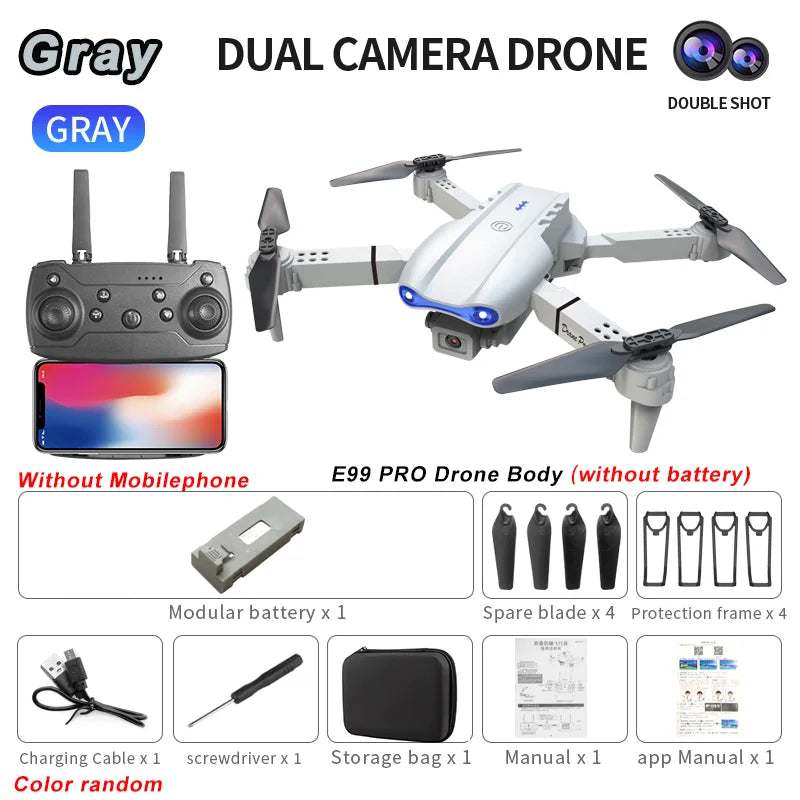 Dron RC 2024 E99Pro profesional 4K con cámara HD gran angular de 1080P, helicóptero plegable, WIFI FPV, función de mantenimiento de altura, juguete de regalo