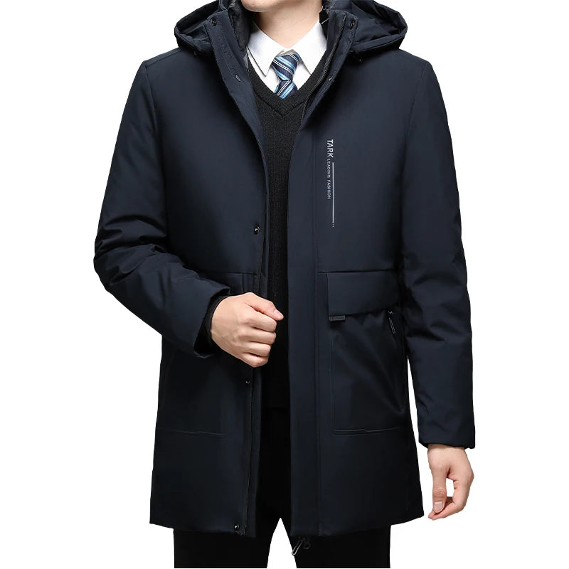 Chaquetas con capucha para hombre, ropa de abrigo informal, parkas largas para hombre, nuevas parkas impermeables y cálidas para otoño e invierno, abrigo tipo parka, 2 PIEZAS Parkas de invierno