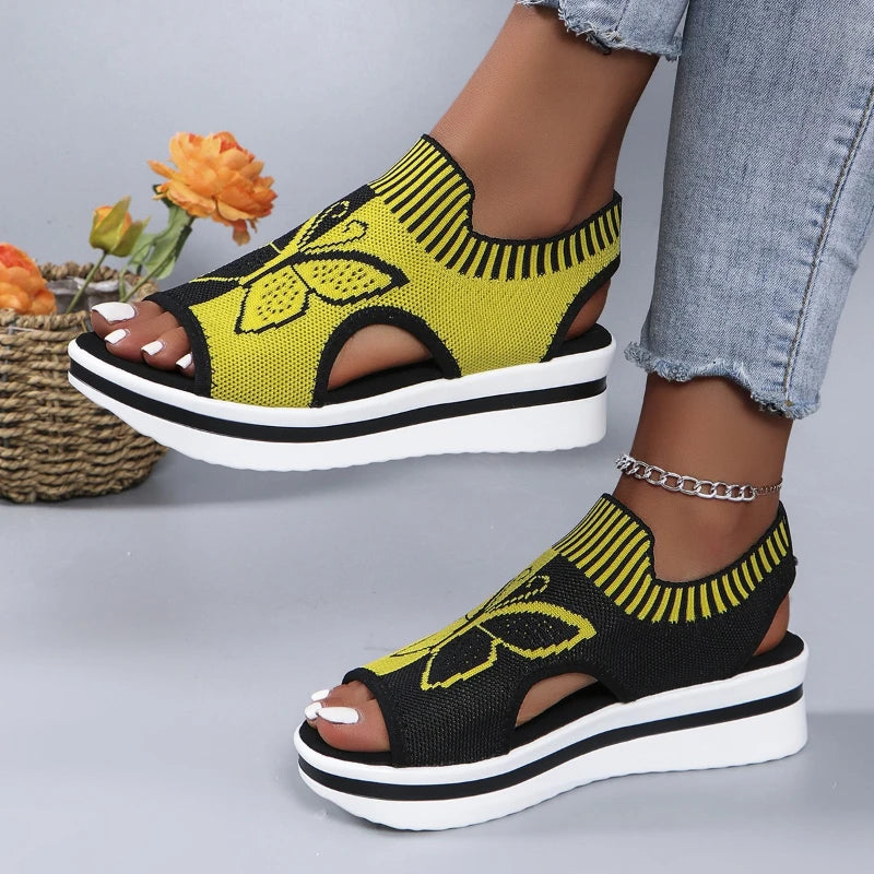 Sandalias de plataforma con cuña y tacón hueco
