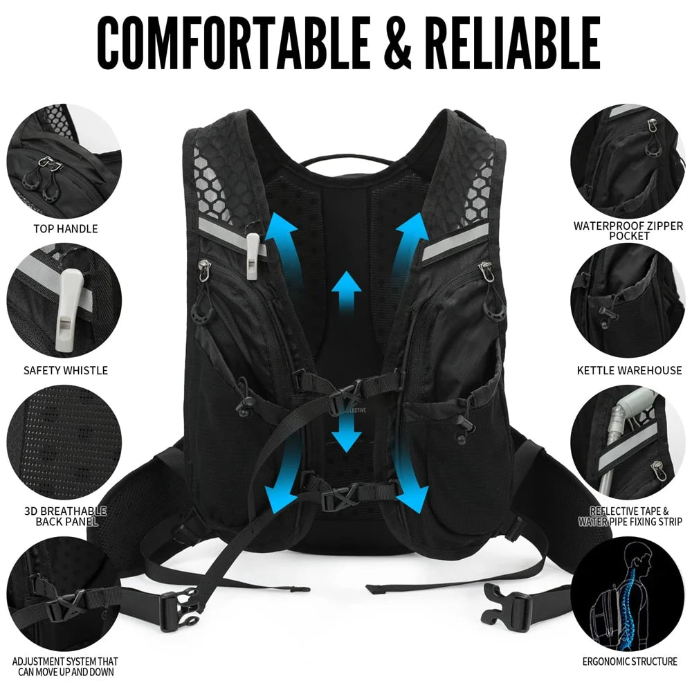Mochila de Senderismo Ligera para Hombre y Mujer, Mochila de Viaje para Acampar al Aire Libre con Sistema de Hidratación, Equipo para Ciclismo y Correr