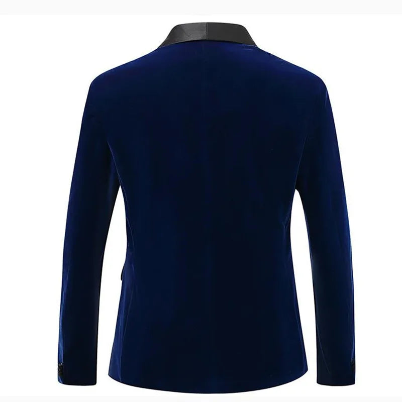 Traje de terciopelo dorado de lujo para hombre de alta calidad, chaqueta ajustada de un botón, azul/rojo/verde, nuevo Blazer de vestir para boda/fiesta de graduación para hombre