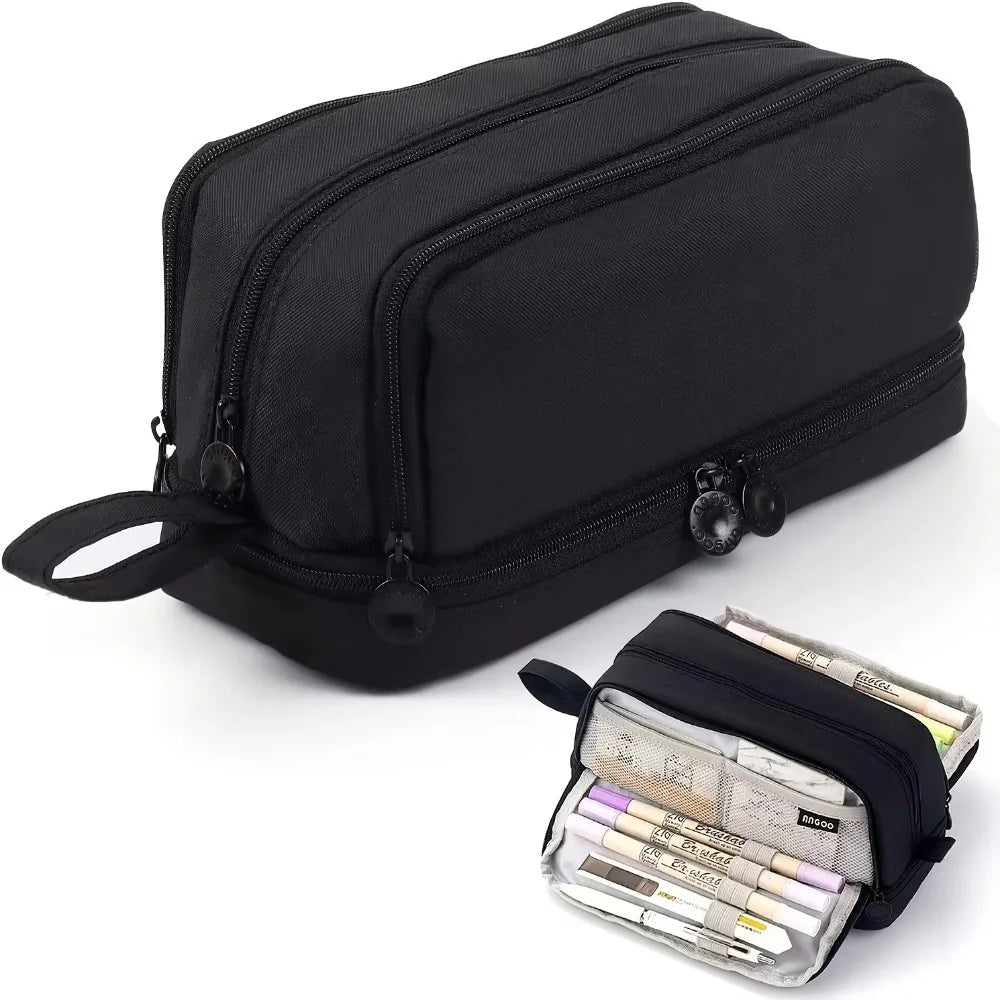 Trousse à crayons 3/4 compartiments multicouches grande capacité pour écoliers, compartiment transparent pour stylos