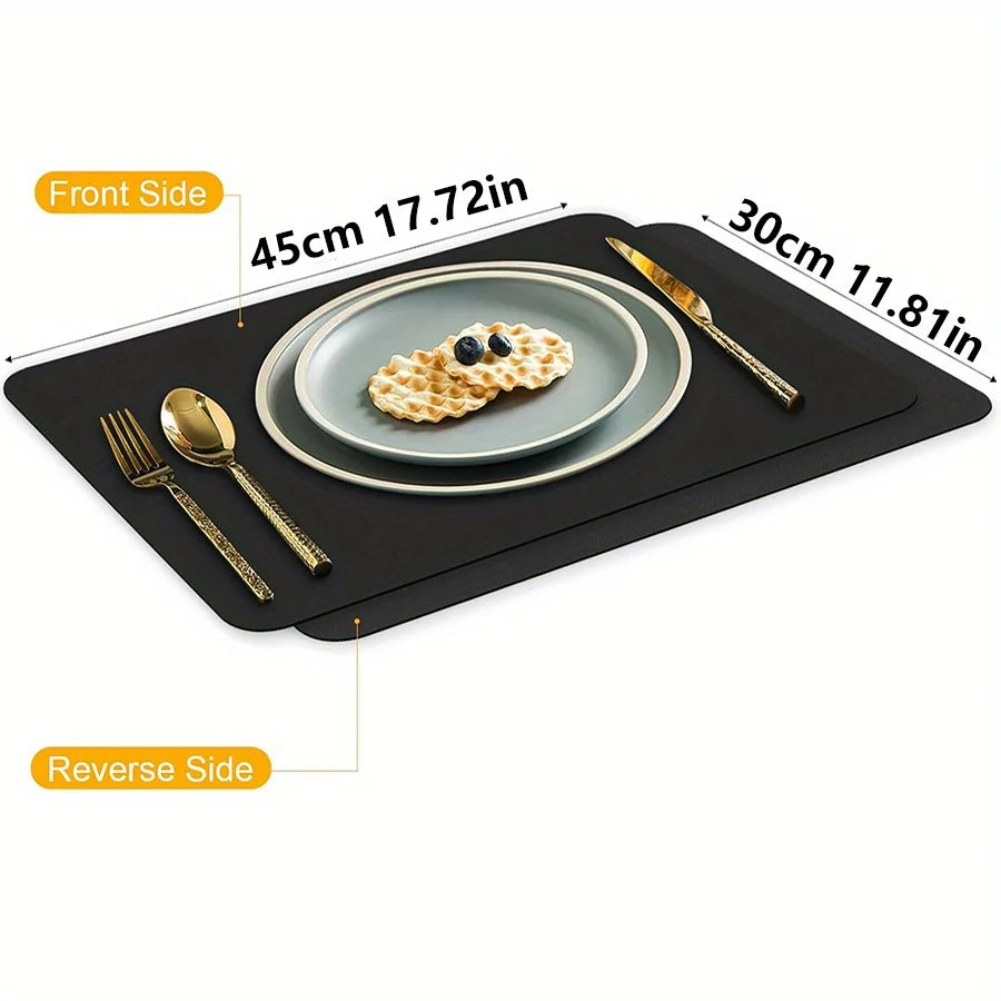 45x30cm Artificial Leather Placemats Black/White Non-Slip Heat Resistant for Home Dining Hotel Use Durable Table Mats JXB