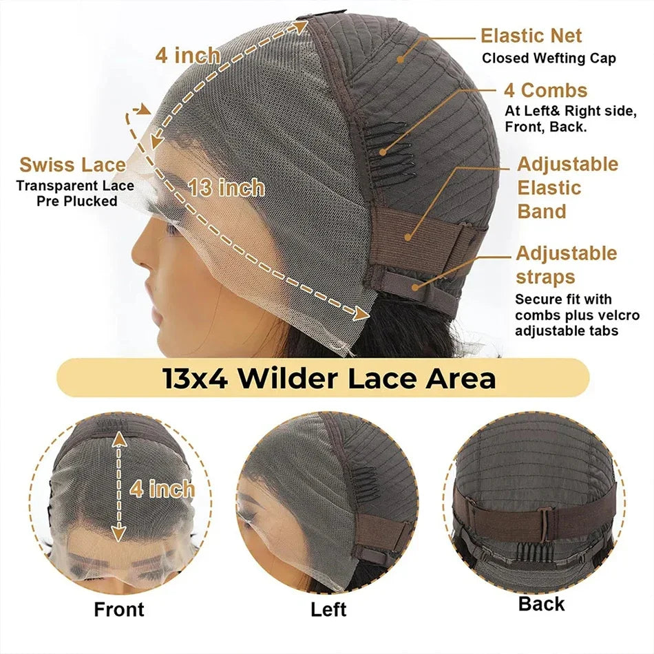 Peluca frontal de encaje Pixie con raya lateral
