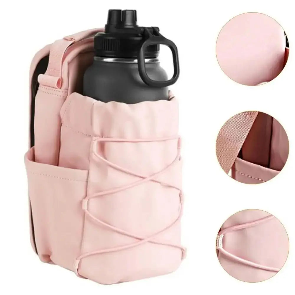 Magnetic Water Bottle Sling Bag Large Capacity Adjustable Gym Bottle Bag Multi-layer with Shoulder Strap Crossbody Sports Bag