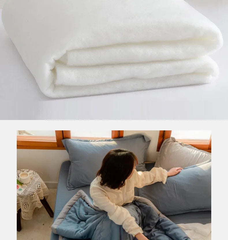 Nouvelle couette d'été matelassée en coton polyester japonais douce pour la peau, lavable, légère, style luxueux, couleur unie, légère