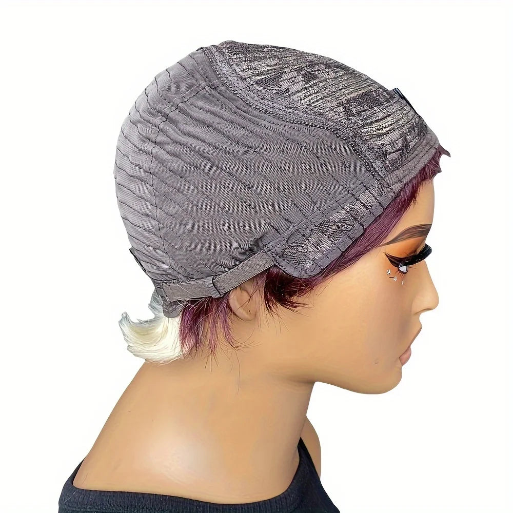 Pelucas Pixie Cut Para Mujer Cabello Humano Brasileño 99J Rojo 613 Peluca Corta Con Flequillo Pelucas Pixie Cut En Capas Peluca Hecha A Máquina Completa