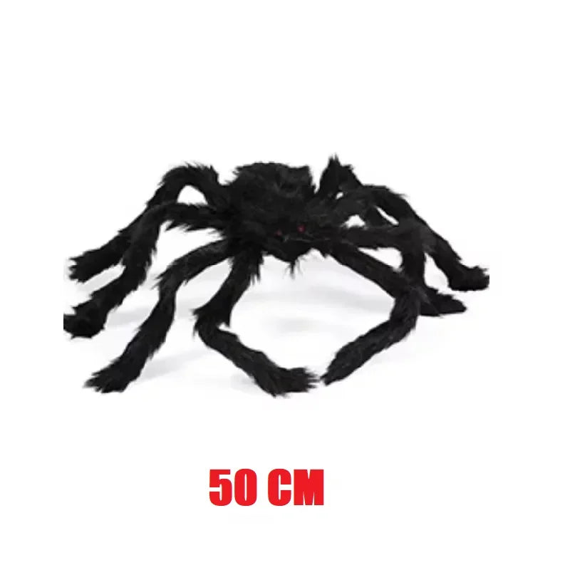 Araña Grande de Peluche de Halloween, Decoración de Halloween de Terror, Accesorio de Fiesta, Decoración Gigante de Araña para Exteriores de 30-200cm, Broma de Cámara, Araña Negra