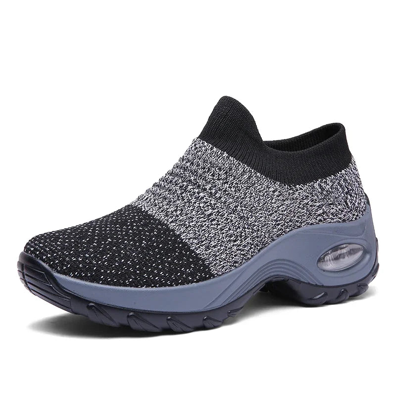 Zapatillas deportivas de mujer, moda de verano, color negro, informales, de malla transpirable, ligeras, con cámara de aire, antideslizantes, para correr