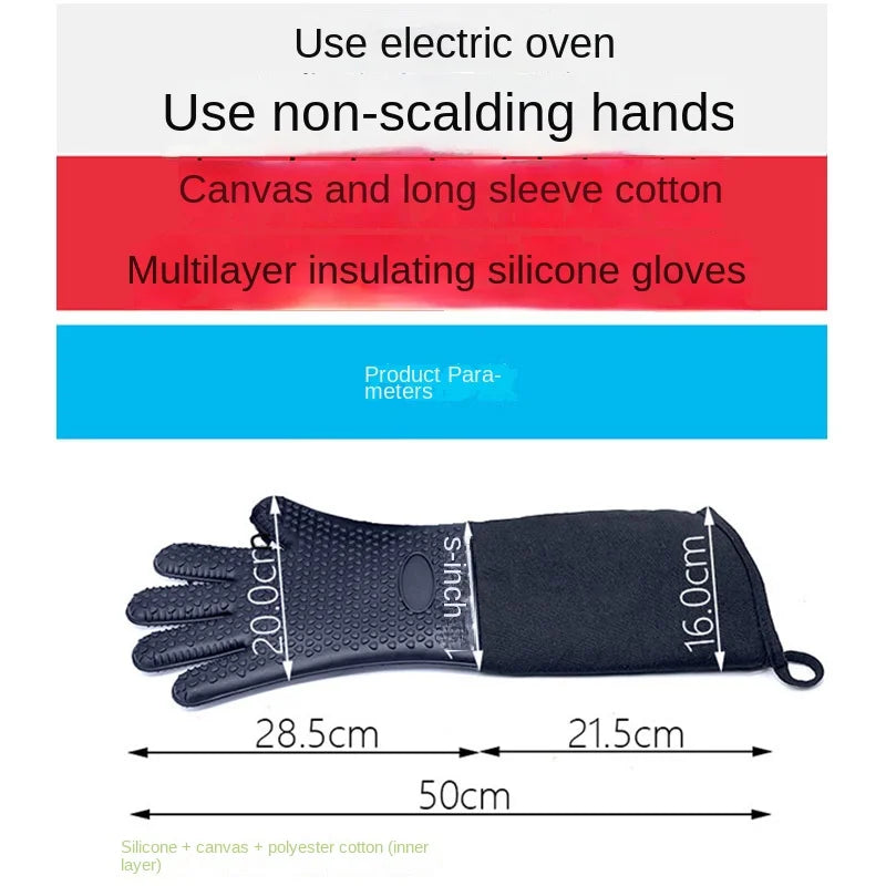 Guantes de horno de silicona profesionales extralargos con forro acolchado Guantes de horno para parrilla resistentes al calor duraderos Herramientas para hornear