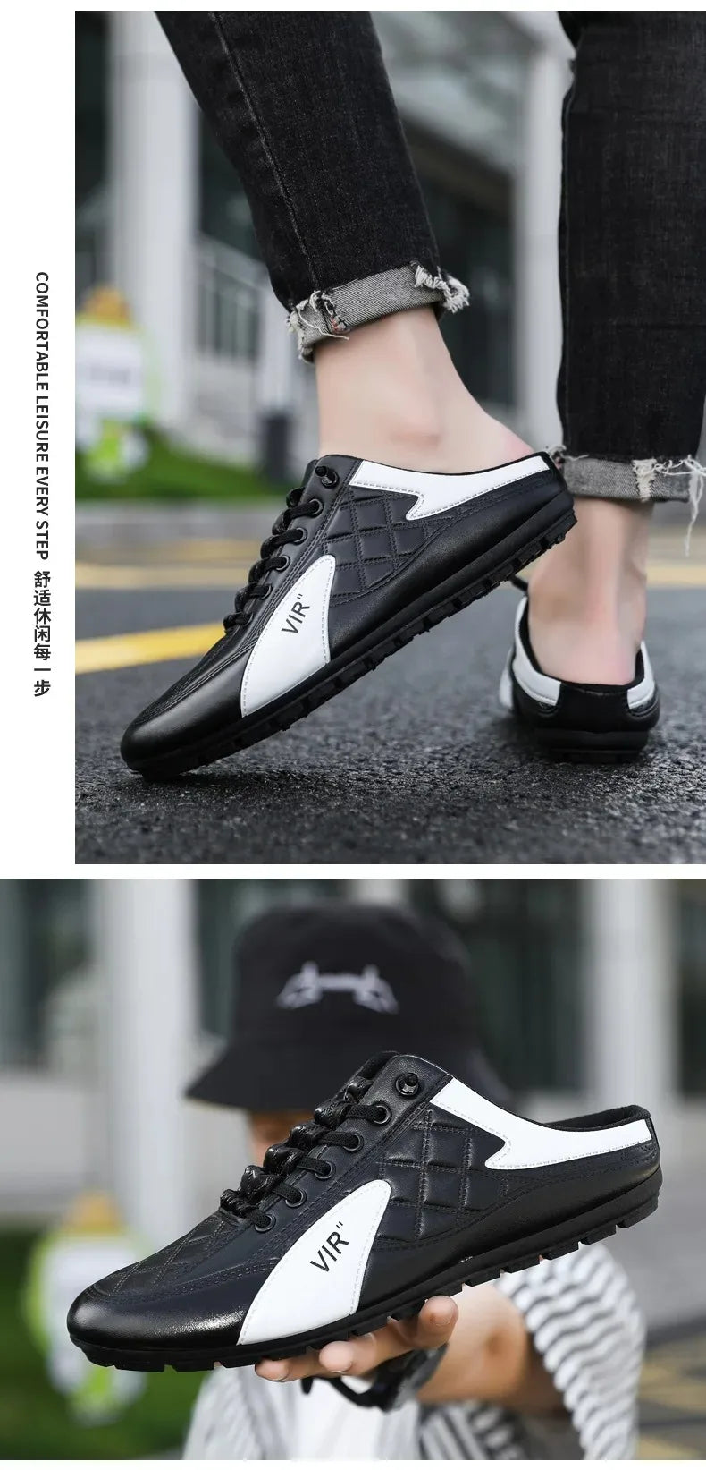 Pantuflas de Verano para Hombre Zapatos Casuales de Fondo Plano de Moda para Hombre Zapatos de Apoyo de Suela Blanda Zapatillas Deportivas para Hombre
