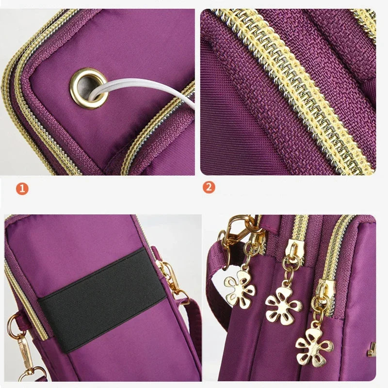 Bolso para teléfono móvil para mujer, bandolera, minibolsos de moda, monedero para mamá, para colgar en el cuello, funda para correr, bolso de hombro, cartera de 3 capas