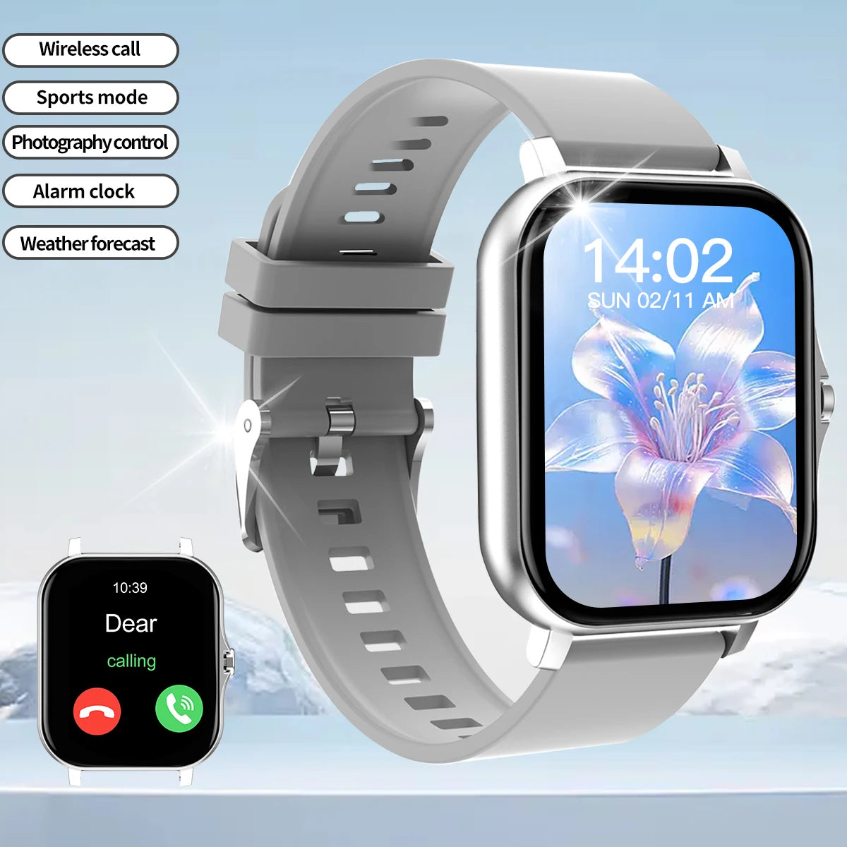 Reloj inteligente con llamada Bluetooth, smartwatch con dial táctil para Android, música, rastreador de actividad física, relojes deportivos