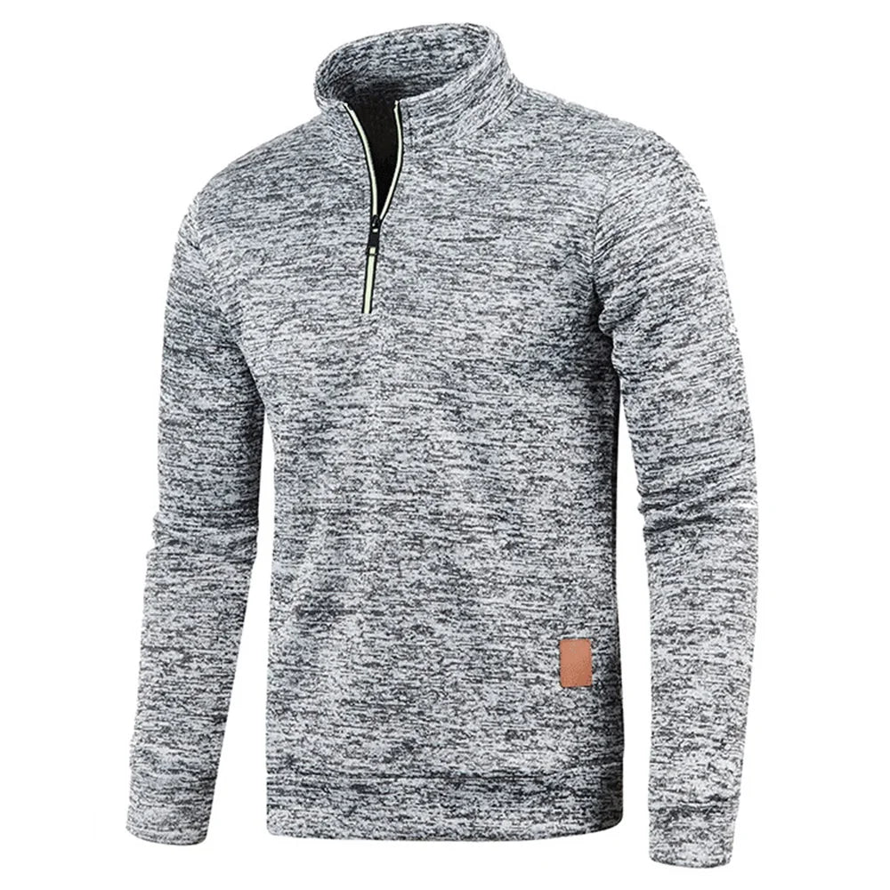 Sudadera de hombre, primavera, más gruesa, tipo pulóver, con media cremallera, para hombre, sudadera con capucha, sudadera de exterior, otoño, color liso, cuello alto
