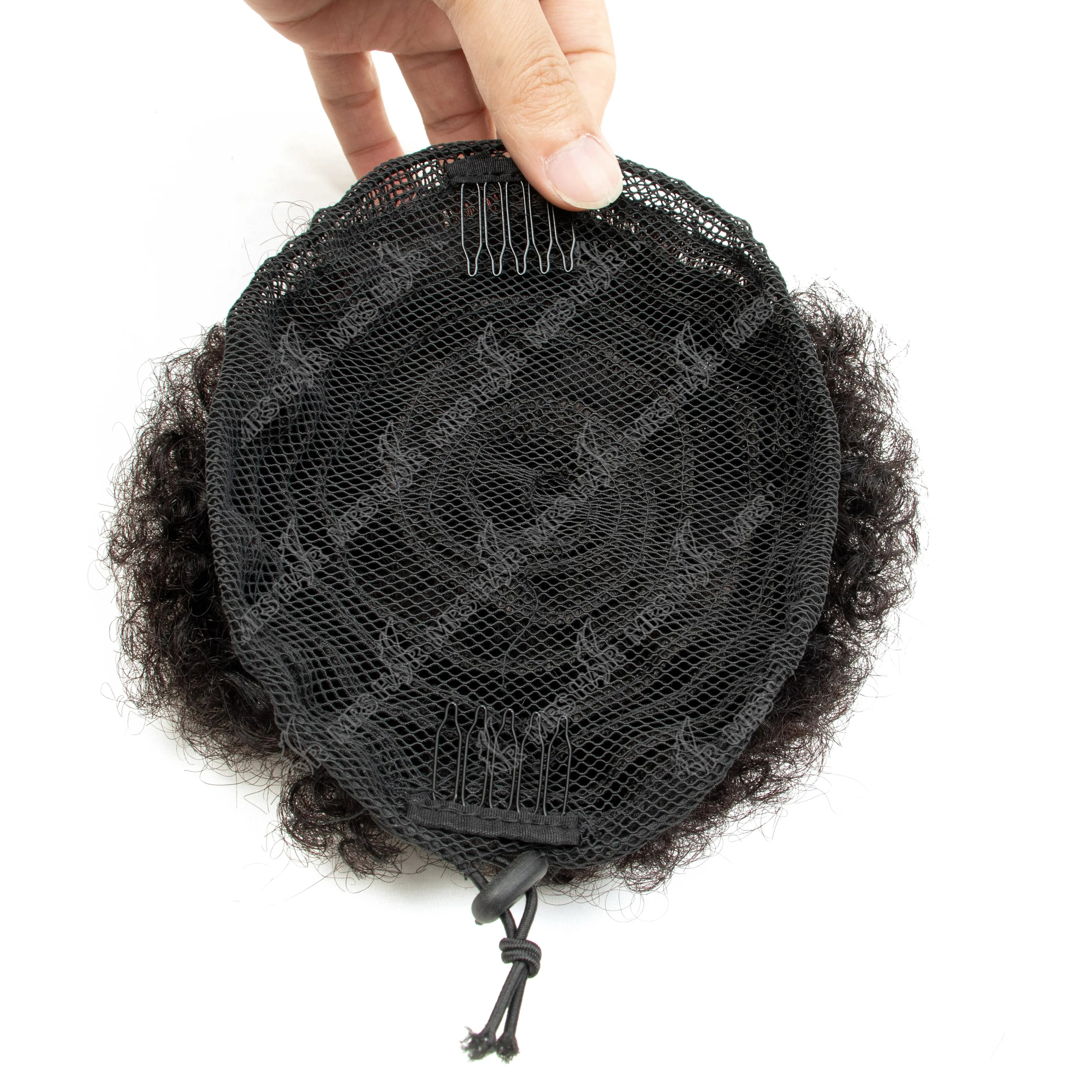 Queue de cheval en cheveux humains bouclés Afro Crépus Chignon à cordon de serrage Extensions de chignon haut à clipser pour femmes noires 4 6 8 pouces