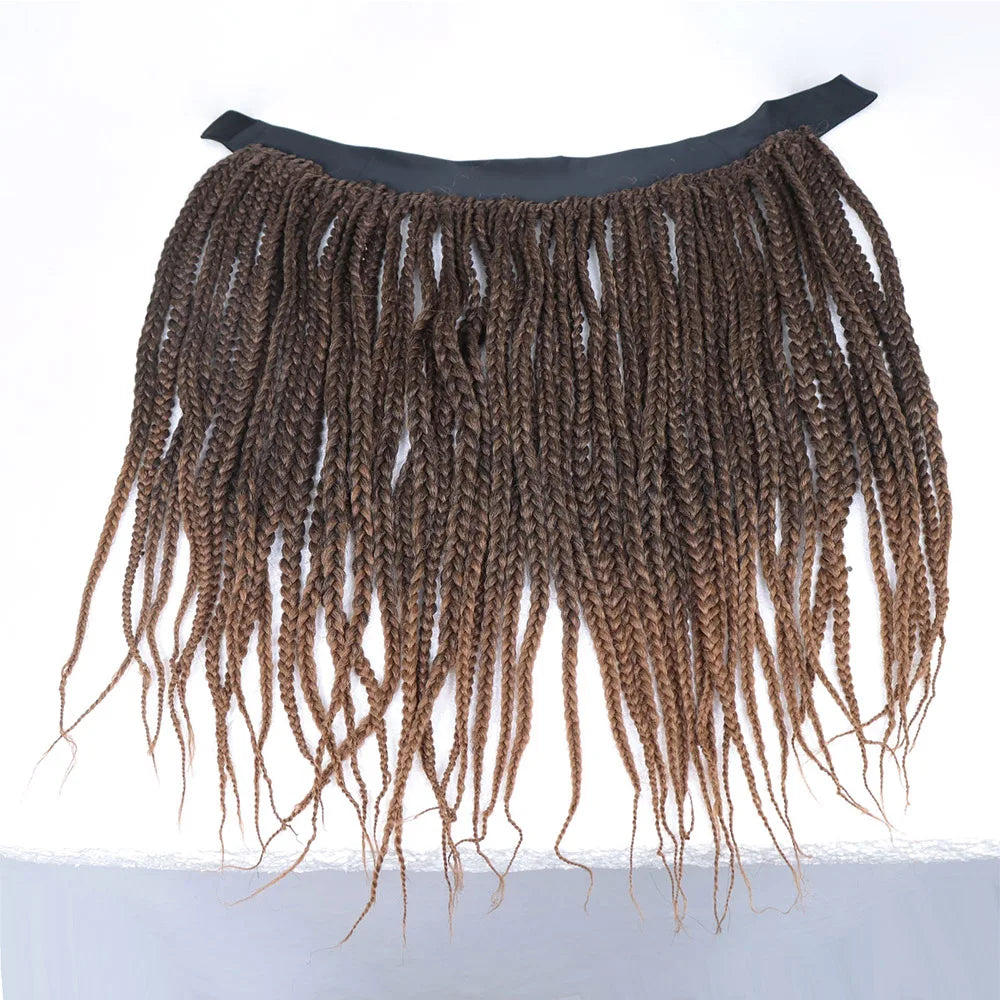Headband Box Briad Ponytail Synthetic Crochet Braiding Hair Extension Natural Looking Ombre Brown Ponytail for Women