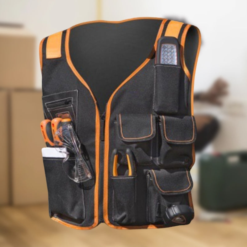 Chaleco de trabajo práctico, chaleco de herramientas, múltiples bolsillos, diseño ergonómico
